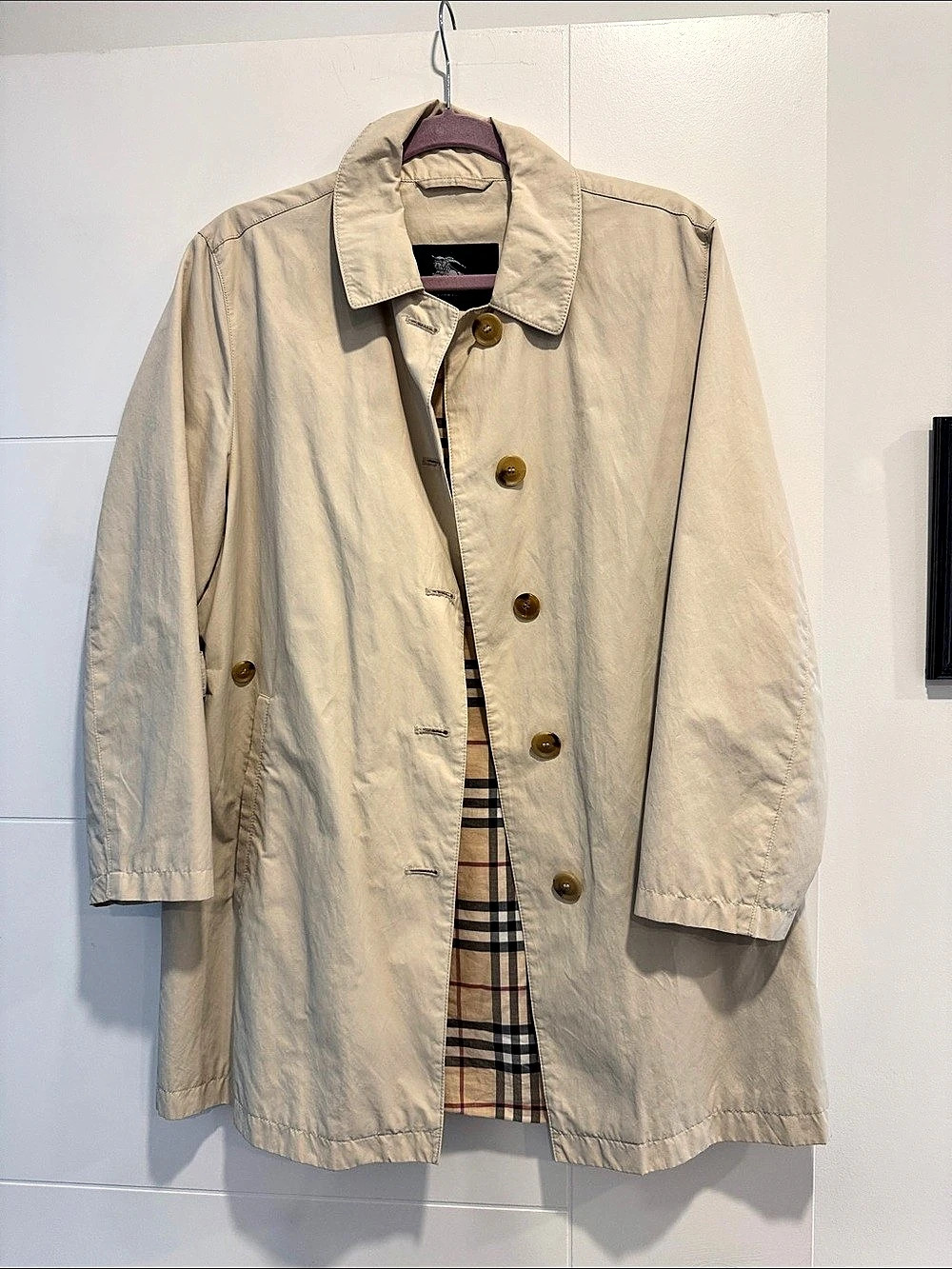 Burberry Plaid Lined Trench Coat in Beige